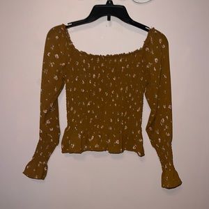 Heart&hips floral long sleeve smocked blouse top